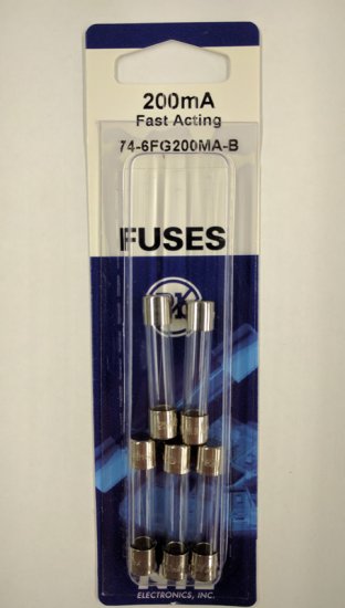 0.2 Amp (200mA) 3AG Glass Fuse (5Pk) Fast Acting 6x30mm NTE