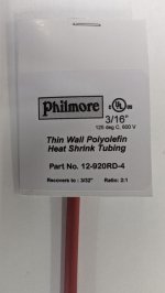 3/16" Red 48" Thin Wall 2:1 Polyolefin Heat Shrink Tubing
