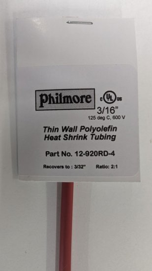 3/16" Red 48" Thin Wall 2:1 Polyolefin Heat Shrink Tubing