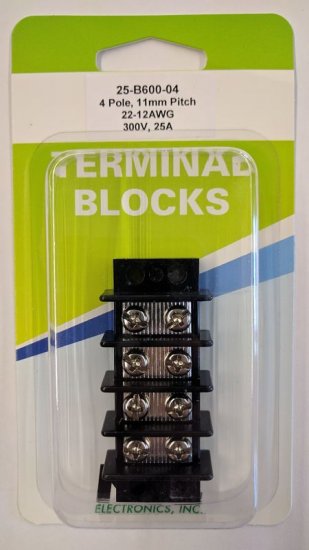 4-Pole 25Amp 300V Dual Row Terminal Block 11mm Pitch