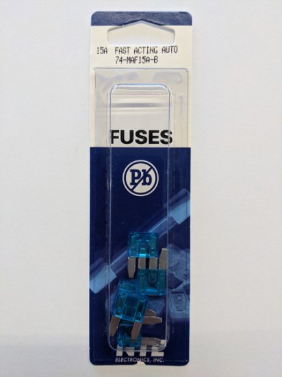 15 Amp Blue (ATM) Mini-Blade Fuse 32V (5Pk) Fast Acting