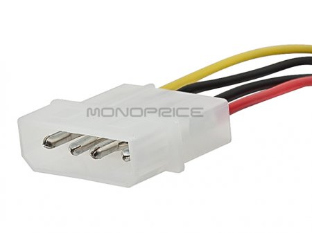 8" 4pin MOLEX Male to (2)15pin SATA Female w/ 90°
