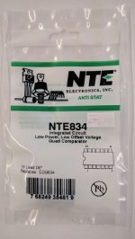 NTE834 IC, Low Power Low Offset Voltage Comparator, 14-Lead DIP