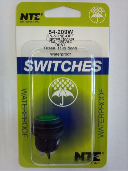 Green110VACNeon RndRocker DPST On-None-Off 125V 16A