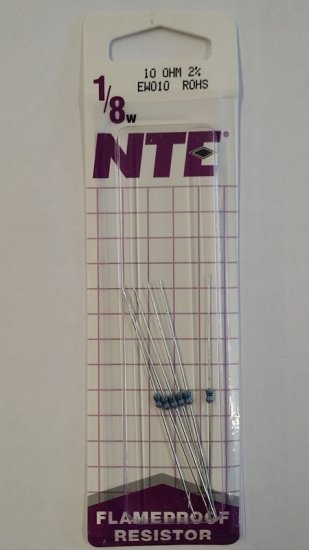 10 Ohm, 1/8W, 2% Metal Film Flameproof Resistor (6Pk)