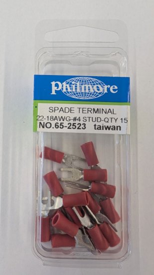 Fork/Spade Insulated 22-18Awg #4 Stud (15Pk) Red Vinyl