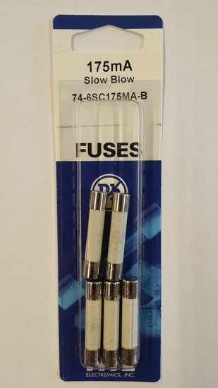 0.175 Amp (175mA) MDA Ceramic Fuse (5Pk) Slow Blow 6x30mm NTE
