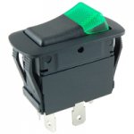 Green 12V LED Lighted Rocker Switch SPST Off-None-On 12VDC 21A
