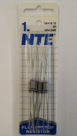 180K Ohm 1 Watt Metal Oxide Film Resistor (10Pk) 2% Tolerance