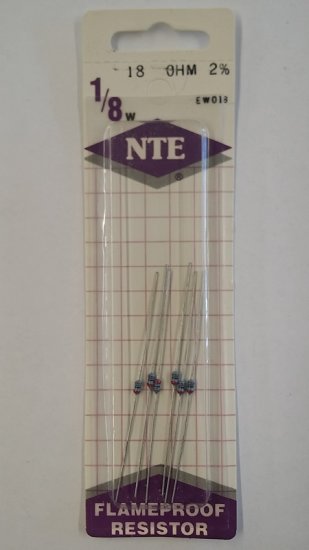 18 Ohm, 1/8W, 2% Metal Film Flameproof Resistor (6Pk)