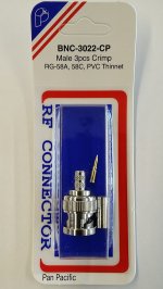 BNC Plug 3-Piece Crimp-On RG-58/AU