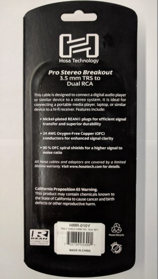 10' Pro Stereo Breakout REAN 3.5 mm TRS to Dual RCA