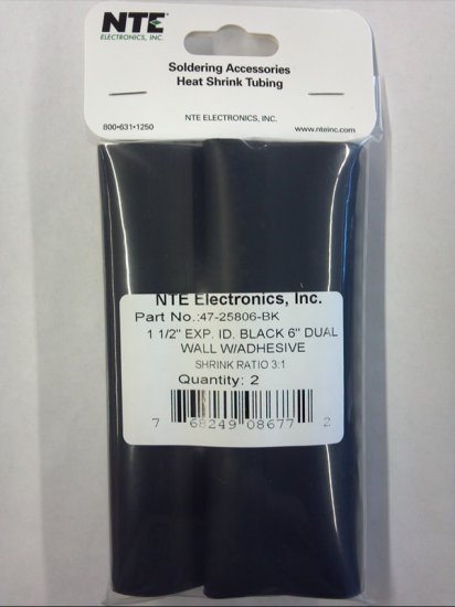1-1/2" Black Heat Shrink Tubing 3:1 Ratio