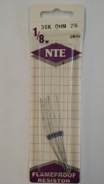 36K Ohm, 1/8W, 2% Metal Film Flameproof Resistor (6Pk)