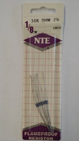 36K Ohm, 1/8W, 2% Metal Film Flameproof Resistor (6Pk)