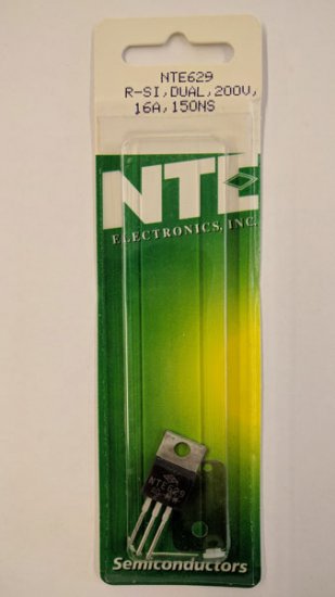 NTE629 Si Rectifier, Dual, Fast Recovery, 200V 16A, 150NS TO-220