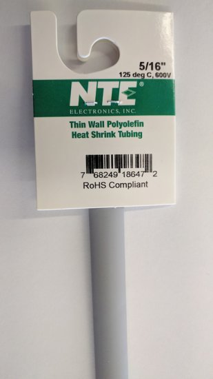 5/16" Grey 48" Thin Wall 2:1 Polyolefin Heat Shrink Tubing