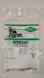 NTE347 T-NPN, Si, RF Power Output (PO 3W 136-175MHZ)