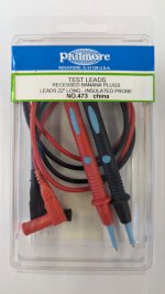 Test Leads, 22" Long, Recessed Banana, Insulated Probes