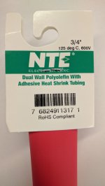 3/4" Red 48" Dual Wall 3:1 Polyolefin Heat Shrink w/Adhesive
