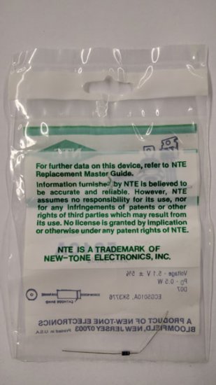 NTE5010A Zener Diode 5.1V 1/2W, DO35