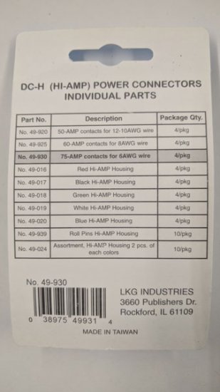 Anderson Power Pole 75A Contacts 6Awg (4Pk)