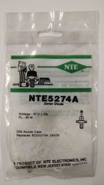 NTE5274A Zener Diode 47.0V 50W, DO-5 Anode Case