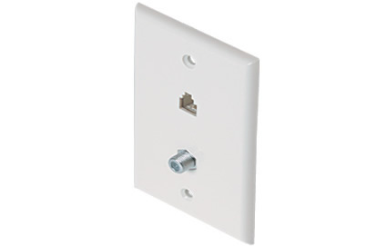 Standard TV Wall Plate 4C Phone and F Coupler 5-900MHz (White)