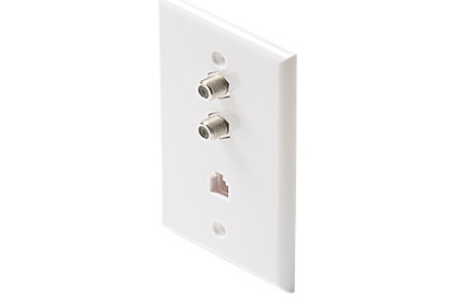 Standard TV Wall Plate 4C Phone and 2 F Coupler 5-900MHz (White)
