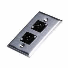 Dual XLR 3-Pin Plug Solder Lugs Metal Wall Plate