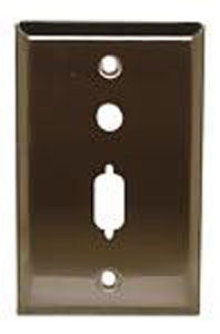 DB9/HD15 + 0.375" Round Hole Stainless Steel Wall Plate