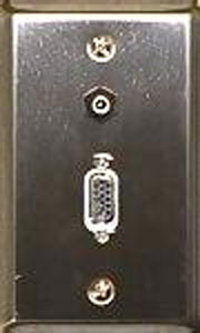 HD15 (VGA) Jack + (3.5mm) 1/8" Stereo Jack Stainless Steel Wall