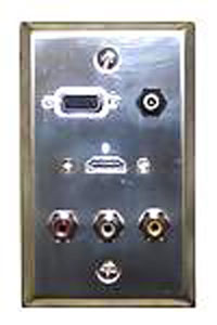 HDMI+HD15+3.5mm+3RCA Red/White/Yellow Stainless Steel Wall Plate