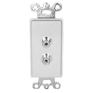 2-RCA Red+White Feed Thru Decora Wall Plate Insert White