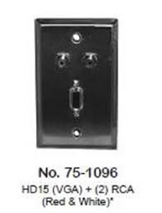 HD15 (VGA) Jack + 2RCA Red/White Stainless Steel Wall Plate