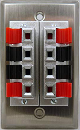 4 Pair Speaker Stainless Steel Wall Plate