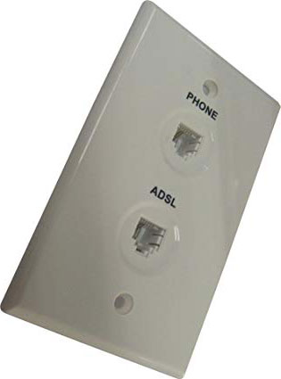Dual Phone Jack w/DSL Filter Standard Wall Plate White