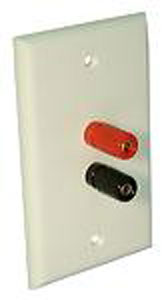 1 Pair Binding Post Standard Wall Plate White