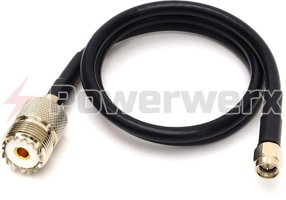 Powerwerx Coax Adapter Jumper Standard SMA Male 18\" to SO-239