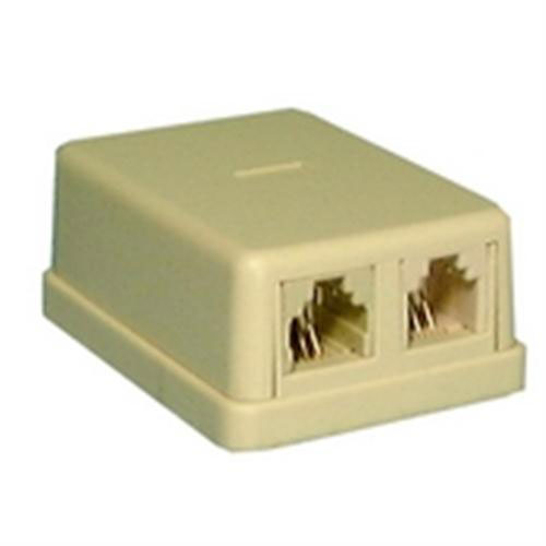 Dual 4 Conductor (6P4C) Telephone Jack Surface Mount Ivory