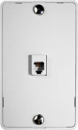 4C (6P4C) Tel Wall Mount Jack Standard Wall Plate White