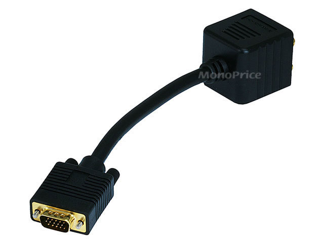 Video Splitter VGA(HD15)M to VGA(HD15)F X 2 (1 PC to 2 Monitors)