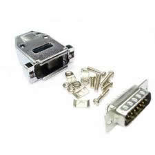 DB15 Male Connector Kit (Solder Type) Metalized Plastic Hood