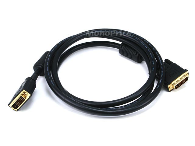 6\' CL2 (In-Wall) 28AWG Dual Link DVI-D Cable w/ Ferrites - Black