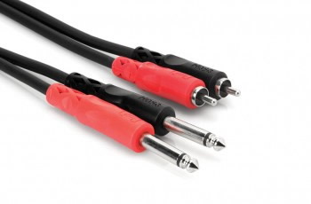 6.6Ft (2M) Stereo Interconnect Dual 1/4in TS to Dual RCA