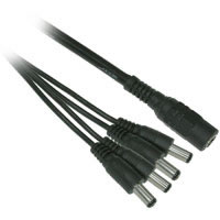 4-Way 20 inch DC Y Cable 1 Female to 4 Male, ID 2.1mm OD 5.5mm