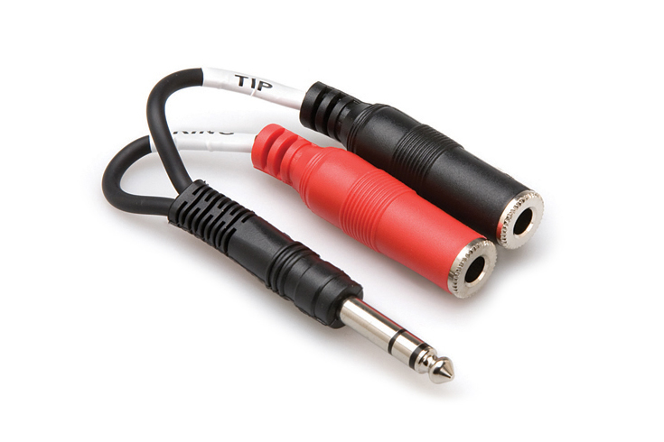 6\" Stereo Breakout Cable 1/4in TRS to Dual 1/4in TSF