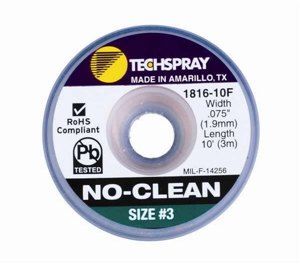 Techspray No-Clean Desoldering Braid #3 (1.9mm Wide, 10\' Long)