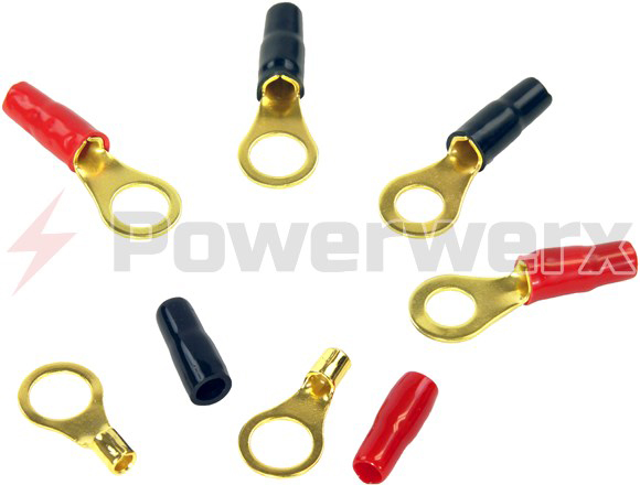 Gold 12-10 GA 1/4\" Ring Terminal, Black 2Pk