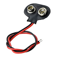 9V Battery Snap (Economy) Vinyl, 5.9" Leads on Side